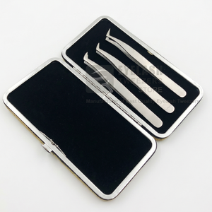 Wholesale Precision Stainless Steel Eyelash Tweezers Set <b>Smooth</b> Tip For Lash Extension <b>Tools</b> Custom Logo - Product Image 4