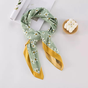 Women's Fashion Elegant Floral Printed Head <b>Scarf</b> <b>Square</b> Bandana From <b>Silk</b> Satin Women's <b>Scarves</b> For Events - Product Image 1