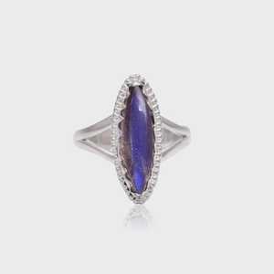 925 Sterling Silver <b>Labradorite</b> <b>Ring</b> Marquise Cut Blue Flashy Gemstone Boho Handmade Jewelry For Women - Product Image 6