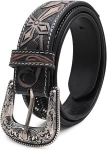 Cinturón de Cuero Vacuno con Cuentas Estilo Western Premium, Hebilla de Aleación, Ecológico y Duradero - Product Image 2