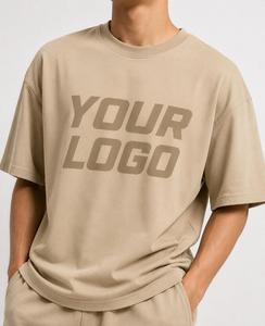 Camiseta de Hombre, Talla Grande, con Logotipo Personalizado, Cuello Redondo, Manga Corta, Tejido Grueso de 220g, Estampado Frontal, Estilo Casual, 100% Algodón, Transpirable - Product Image 1