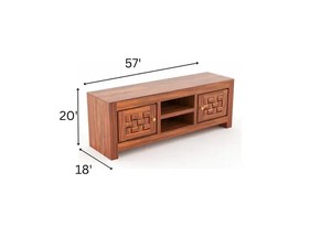Mueble de TV Moderno y Grande con Puertas Talladas a Mano y Estante Abierto |    Muebles de Entretenimiento Contemporáneos con Almacenamiento - Product Image 3
