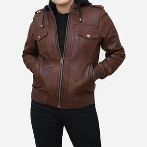 แจ็คเก็ตหนังผู้หญิงดีไซน์ทันสมัยปี 2026 คอลเลคชั่นล่าสุด สีพื้น - Product Image 2