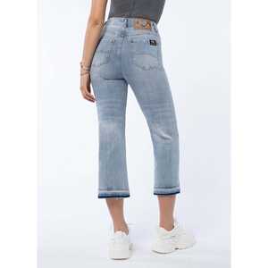 Jean de maman décontracté taille haute en denim bleu classique pour femme coupe régulière - Product Image 2