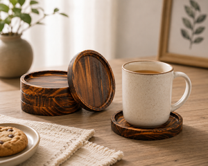 Premium Wooden Cup <b>Coasters</b> – Stylish Round <b>Drink</b> <b>Coasters</b> for Glasses & Mugs Decorative <b>Drink</b> <b>Coasters</b> for Home Décor - Product Image 3