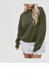 Custom Made Autumn Winter Knitted Embroidered Lined Mockneck Fashion Casual Women Loose Long Sleeve - Product Image 2