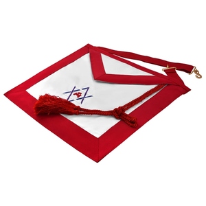 Delantal de Capítulo Masónico Royal Arch con Cinta Roja, Triple Tau y Estrella de David, Regalia Masónica, Delantal Ceremonial de Capítulo - Product Image 5