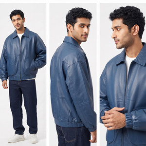 Blouson moto en cuir PU pour homme, col rabattu, respirant, style motard, veste de motard à fermeture éclair intégrale, streetwear pour homme - Product Image 4