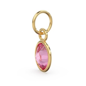 Colgantes de Diamante Rosa Ovalado Hidrotermal Facetado con Bisel Dorado y Baño de Plata, Lindos Accesorios de Joyería DIY para Niños - Product Image 1