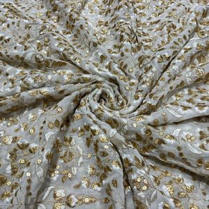 Premium Sequence Embroidery Fabric For Women Fashion Wear Designer <b>Garments</b> Party Wear Dresses Kaftan Abaya Bridal Wear - Product Image 2