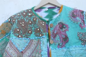 เสื้อแจ็กเก็ตแฟชั่นสไตล์โบฮีเมียนสำหรับผู้หญิงเสื้อแจ็กเก็ตผ้าปะต่อปักลายภาษาอินเดีย - Product Image 4