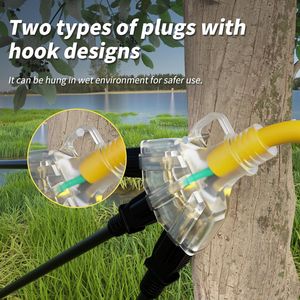 Cavo di prolunga per esterni da 7,6 m, calibro 12/3, resistente alle intemperie, con indicatore luminoso, prese multiple, 3 cavi di alimentazione - Product Image 3