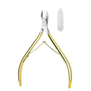 Pince à cuticules de précision en acier inoxydable de haute qualité, beige clair, pour l'élimination des peaux mortes des ongles et des ongles d'orteils, avec double ressort - Product Image 1