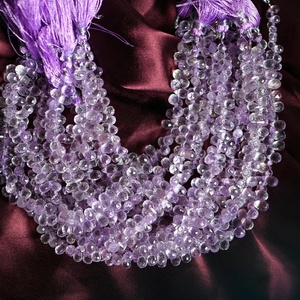 Améthyste rose brésilienne gouttes à facettes perles 5X7MM perceuse latérale pierre de forme élégante pour la fabrication de bijoux - Product Image 5