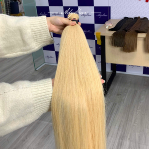 Venta al por mayor de cabello humano rubio vietnamita 2026 de primera calidad con cutículas alineadas, cabello ruso virgen sin procesar a granel, proveedor de fábrica OEM para trenzado. - Product Image 2