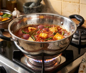 High-Capacity <b>Induction</b> Compatible Stainless Steel Kadai – Deep Casserole <b>Pan</b> for Restaurant & Home Catering - Product Image 2