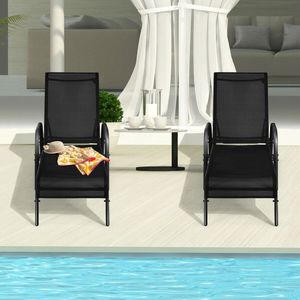 Set di 2 Sedie da Esterno con Braccioli Reclinabili Regolabili, Chaise Longue in Tessuto per un Comodo Relax - Product Image 2