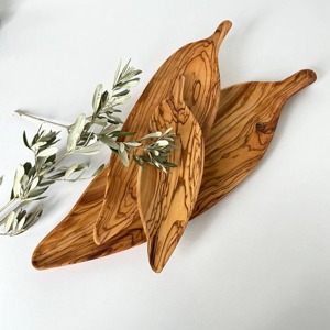 <b>Set</b> Of 3 Polished Wooden Leaf <b>Dish</b> Stylish Rustic Serveware For Kitchen Organization Cafe Display And Restaurant Use - Product Image 6