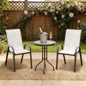 Juego de Muebles de Bar Pequeños de 3 Piezas, Color Gris, para Patio y Jardín - Product Image 1