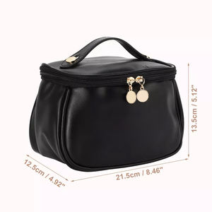 Large Capacity Travel Cosmetic Bag for Women Custom Logo Leather Makeup Bag with Zipper Closure Small Cosmetics Storage - Product Image 2