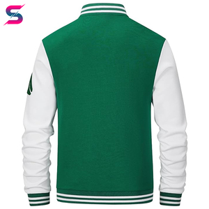 Green White Color Vintage <b>Baseball</b> Button Long Sleeve With Letter Casual Coats <b>For</b> <b>Men</b> College <b>Baseball</b> Letterman <b>Jackets</b> - Product Image 3