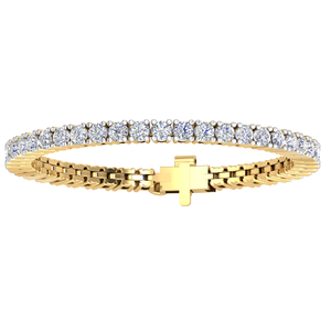 High-End Luxury 10K <b>Solid</b> <b>Gold</b> Tennis Bracelet for Women Party Trendy Rhodium Plated with Lab Grown Diamond - Product Image 1