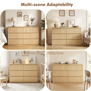Modern Natural Wood <b>6</b>-<b>Drawer</b> Dresser with Wave Panel Fronts Versatile Storage Cabinet for Bedroom & Living for Baby Organization - Product Image 6
