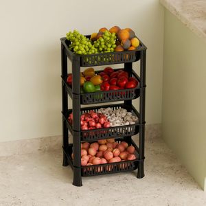 4-Tier Multipurpose <b>Vegetable</b> & Fruit Storage Rack for Kitchen | Stackable Space-Saving Organizer <b>Basket</b> <b>Stand</b> - Product Image 3
