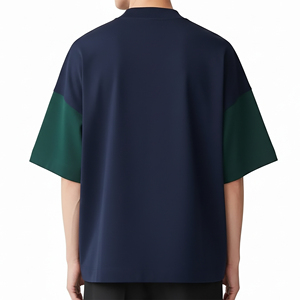 เสื้อยืดคอกลมโอเวอร์ไซส์ผู้ชาย ผ้าเจอร์ซีย์คอตตอน 100% ปักโลโก้ด้านหน้า แขนสั้น ทรงลำลอง สีพื้น - Product Image 5