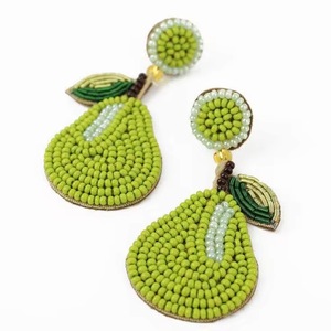 SHOW Luxury Beaded Embroidery Earrings Rhinestone <b>Decor</b> Beaded Leaf Drop Earrings From India Handmade Earring for Women and Girl - Product Image 3