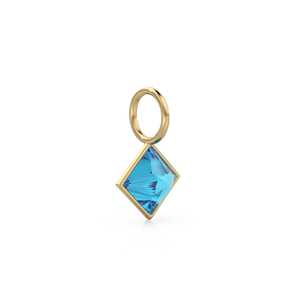 Colgante de Topacio Azul Suizo de 5mm en Oro Amarillo Sólido de 14k con Engaste para Joyería / Piedra de Nacimiento de Noviembre / Corte Princesa Azul - Product Image 6