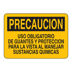 Panneau de signalisation de sécurité Brady pour la manipulation de produits chimiques en espagnol - Avertissement sur les gants et la protection des yeux - Panneau pliable en ABS - Product Image 3