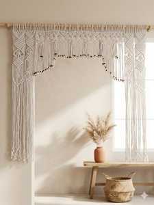 Cortina de Macramé de Algodón Hecha a Mano, Cortina Boho para Ventana, Ligera y Removible, Decoración de Pared para Sala de Estar - Product Image 4