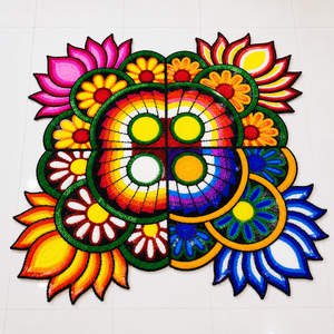 Tapis de sol Diwali Rangoli personnalisé et lavable pour l'entrée de la maison, le temple, la salle de Pooja et la décoration traditionnelle des festivals indiens - Product Image 1