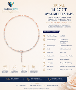 Bridal 14.27 CT Oval Multi-Shape Lab Grown Diamond <b>Statement</b> <b>Necklace</b> in Rose Gold - Product Image 1