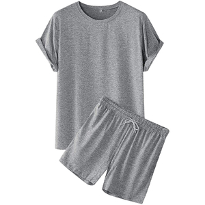 Ensemble de survêtement décontracté pour homme en coton 100 % écologique, t-shirt à manches courtes et col en V, short, streetwear personnalisé pour l'été - Product Image 5
