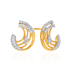 14K Yellow Gold Swirl Diamond Stud <b>Earrings</b> Round Lab Grown Diamond Designer <b>Fine</b> Jewelry for Women - Product Image 2