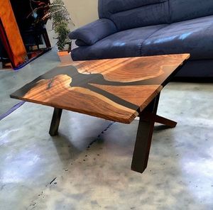 Table à manger rectangulaire moderne en bois massif et résine, 6 places, faite à la main, pour usage scolaire et en supermarché, mobilier de salle à manger durable - Product Image 4