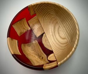 Bol en bois et résine époxy fait main contemporain, sans BPA, écologique, pour servir des fruits, pièce maîtresse décorative pour mariages et cadeaux - Product Image 4