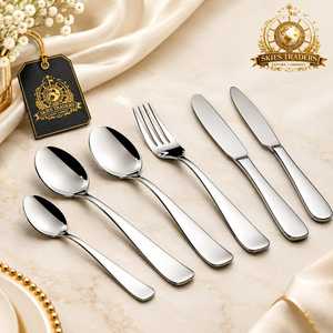 Juego de cubiertos de acero inoxidable con mango en espiral, juego de cubiertos plateados de lujo con acabado espejo, cuchillo, tenedor y cuchara para hotel - Product Image 3