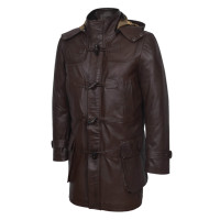 Manteau d'hiver pour homme en cuir Napa d'agneau véritable 100% personnalisé, marron, à capuche, avec boutons-pression, style trench-coat, fournisseur en gros