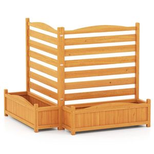 Recinzione per la privacy a 2 pannelli in legno di abete, senza scavo, con fioriere, protezione contro roditori, schermo per unità AC/cestini per rifiuti per patio esterno, modello ALU - Product Image 4