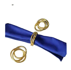 Rond de serviette en métal au design merveilleux avec décoration de table de restaurant et de mariage fini en or Rond de serviette brillant - Product Image 1