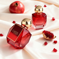 Flacon de parfum en verre facetté [couleur + logo disponibles] Flacon de parfum de luxe géométrique avec bouchon magnétique premium 100 ml