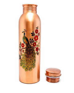 Most Demanding Matt Finish Peacock Print Copper <b>Bottles</b> Copper <b>Bottle</b> for Ayurveda Designer Copper <b>Bottle</b> Luxury Copper <b>Bottle</b> - Product Image 3