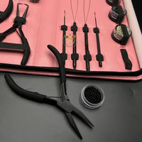 Kit d'outils pour extensions de cheveux – Outils d'installation et de retrait de micro-anneaux avec pinces, aiguilles à boucle, fil et étui de rangement