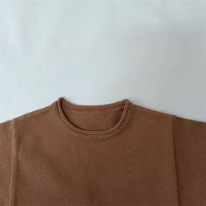 Camiseta de punto para mujer, de manga corta, cuello redondo, color liso, ajuste holgado, para todas las estaciones, estilo casual - Product Image 3