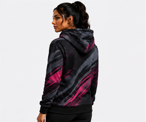 Sudadera con Capucha Personalizada para Mujer, Impresión por Sublimación, Patrón Geométrico, Rosa, Negro, Gris, Secado Rápido, Tejido de Poliéster, Manga Larga, OEM - Product Image 4