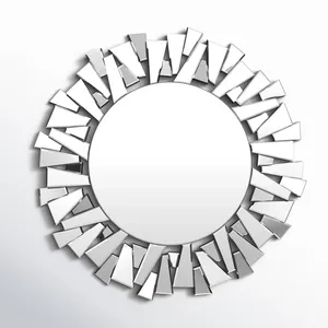Espejo de Pared Circular Moderno de Vidrio Hecho a Mano, Diseño Geométrico Abstracto, Decoración Ecológica para el Hogar, Pieza Decorativa para Sala de Estar - Product Image 4