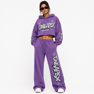 Conjunto Deportivo Unisex ONE APEX Borgoña, Sudadera con Capucha Extra Grande de Felpa, Pantalones Anchos de Algodón Grueso, Ropa Deportiva Premium de Alta Gama - Product Image 1